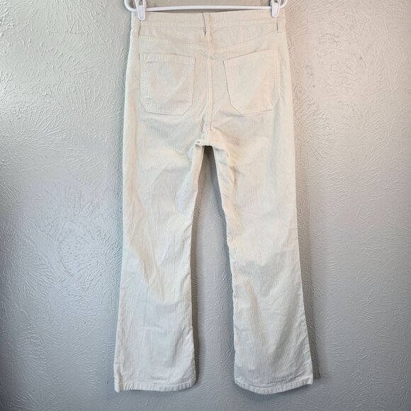 Gap '70s Flare Pants Womens Size 10 Cream White Corduroy High Rise Retro Ribbed - Picture 6 of 11